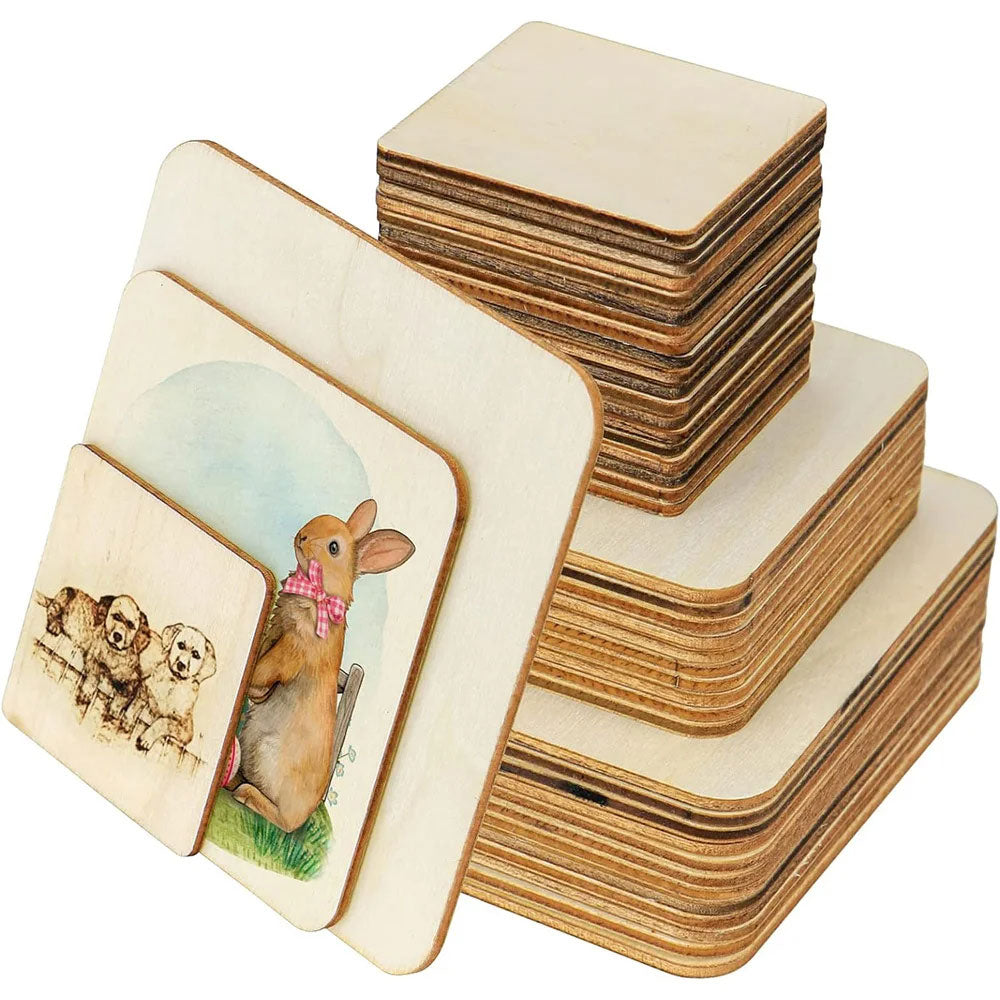 Thin Square Wood Board DIY For Printing Pattern Toy