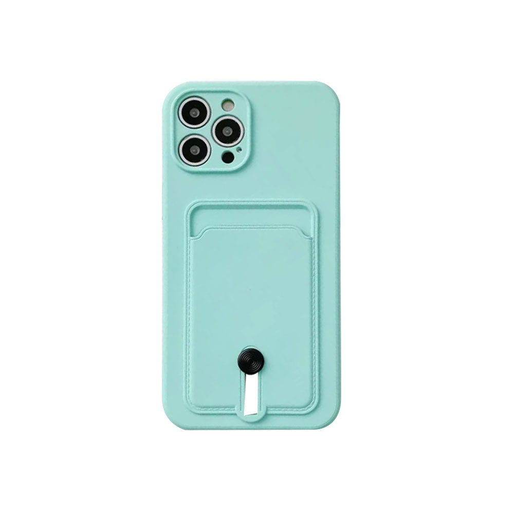 Solid Color Silicone Card Holder Phone Case