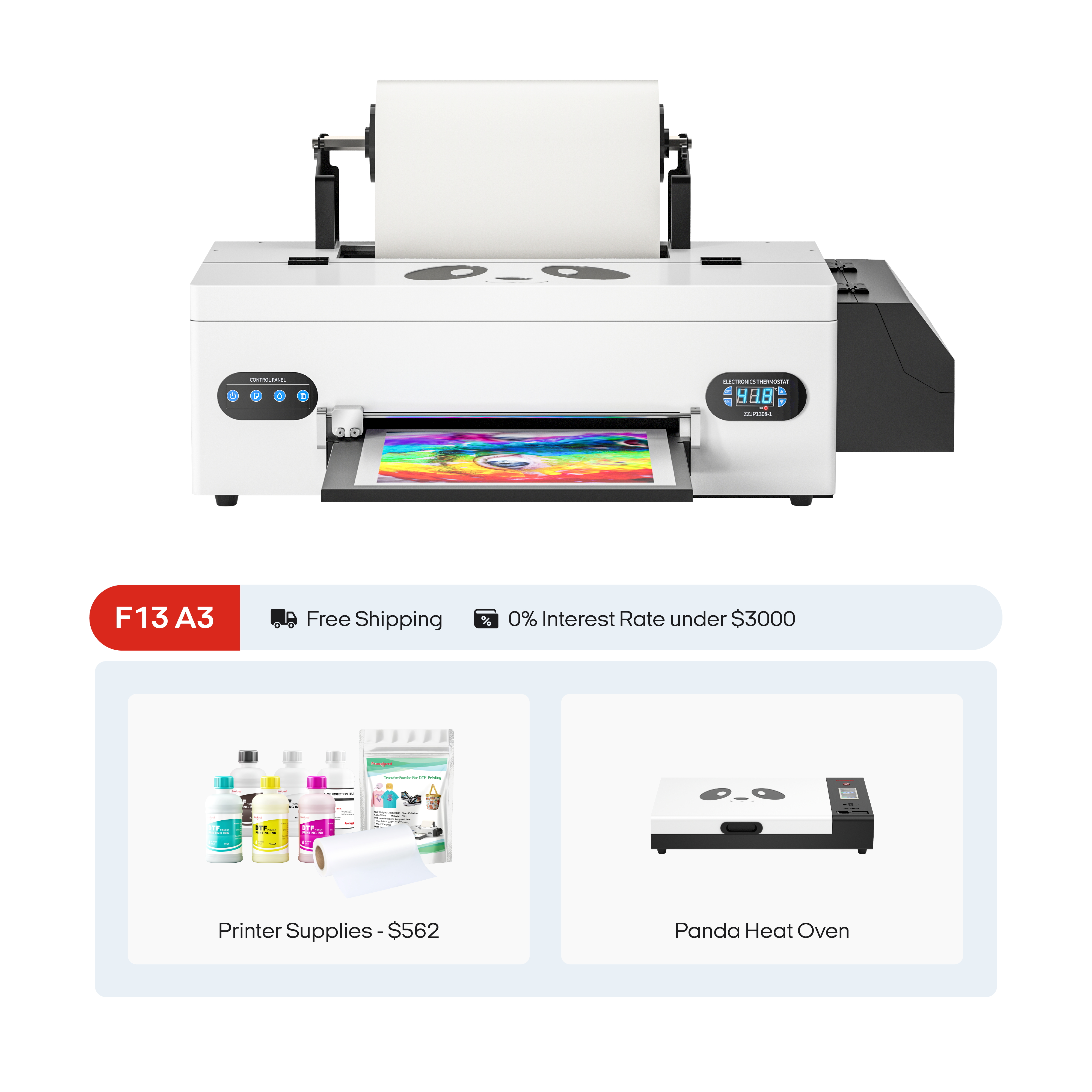 13-Zoll-Einzelkopf-A3-DTF-Drucker Direkt-zu-Film-Drucker, Walzenversion L1800 und Ofen