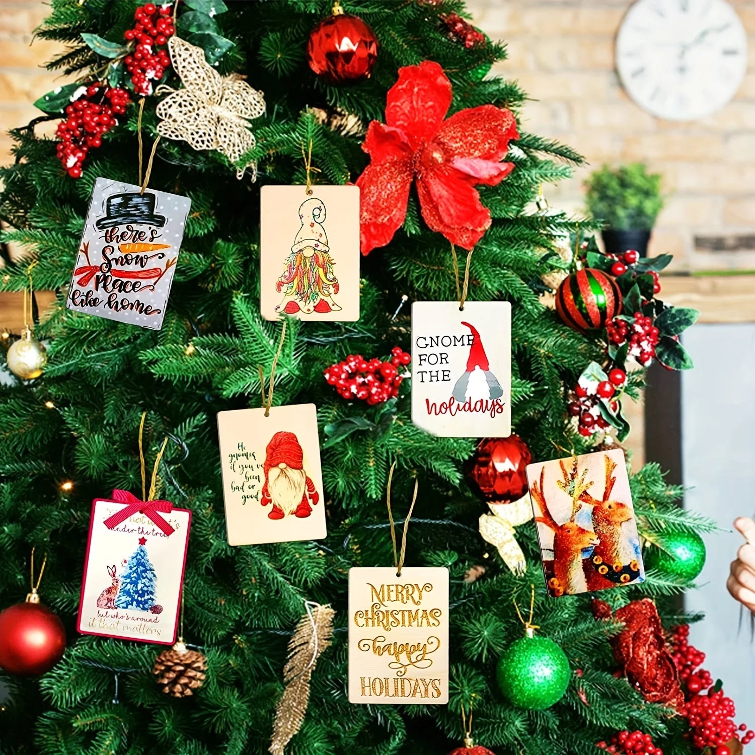 Square Wooden Tags Ornaments