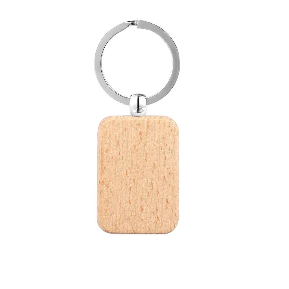 Rounded-Rectangle Blank Wooden Keyrings