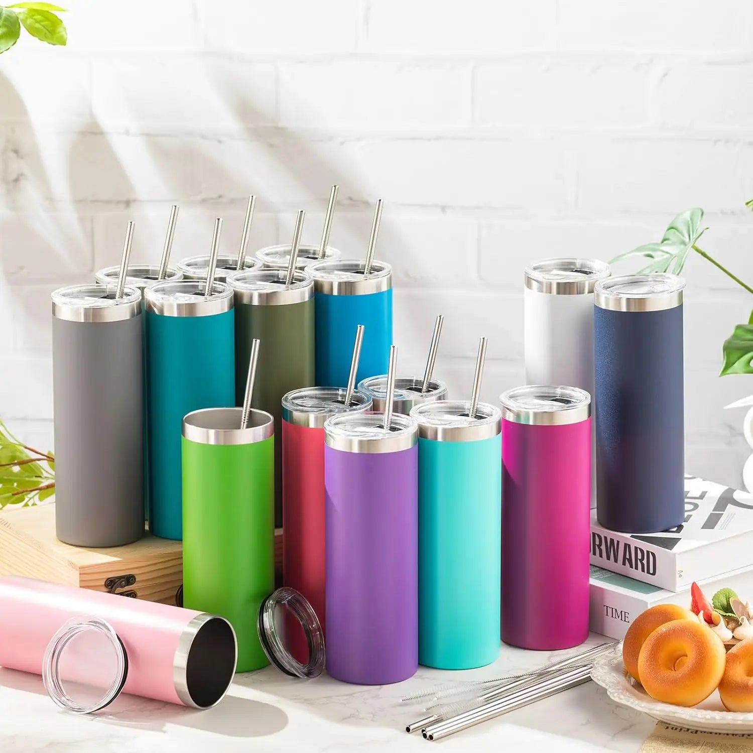 Skinny Tumbler with Lids and Straws